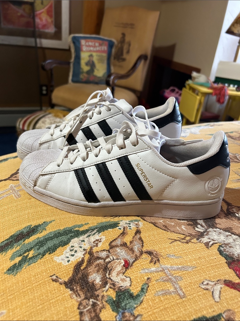 adidas White & Black Superstar Leather Sneakers